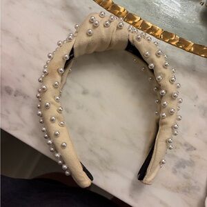 Lele Sadoughi Cream Pearl Embellished Headband